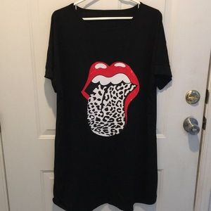 New Women’s Big Tongue Animal Print Dress Soft XL